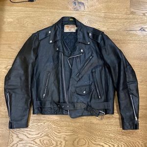 Mens Vintage (70s/80s) Excelled Black USA Genuine Leather Jacket 42R Insulated